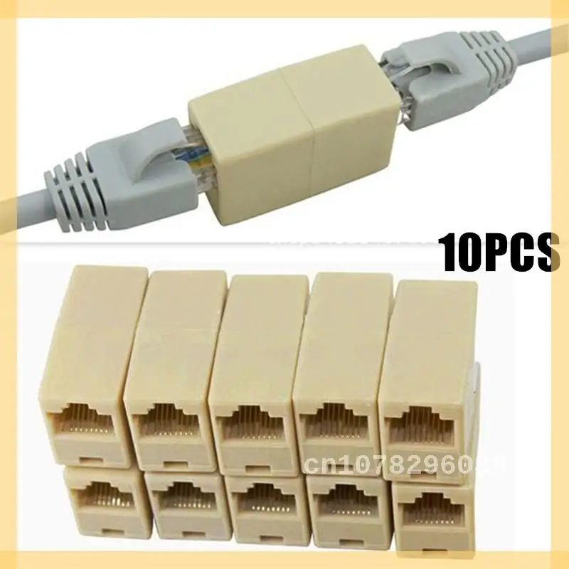 

Internet Connector Plug Adapter, Network LAN Cable Extender, Alloy, RJ45, CAT5, New, 10Pcs