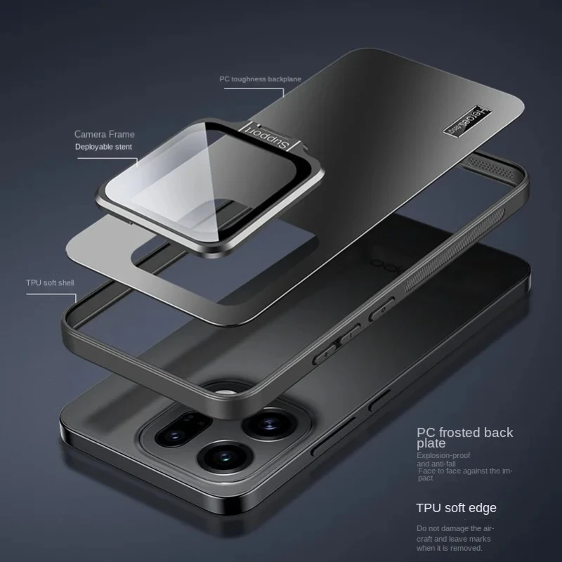 Etui z metalowym uchwytem na aparat do OPPO Find X9 Pro, matowe, odporne na wstrząsy, z ramką ochronną, pokrowiec na Find X9Pro Funda — zdjęcie produktu 5