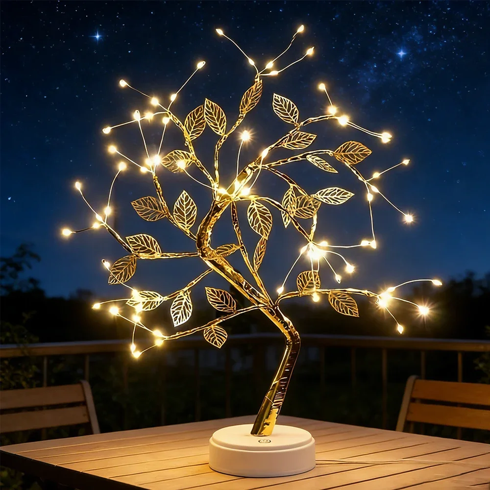 LED Tree Night Light Battery Powered Switch Artificial Bonsai Cherry Desktop Tree LED Lamp Light For Home Garden Decoration