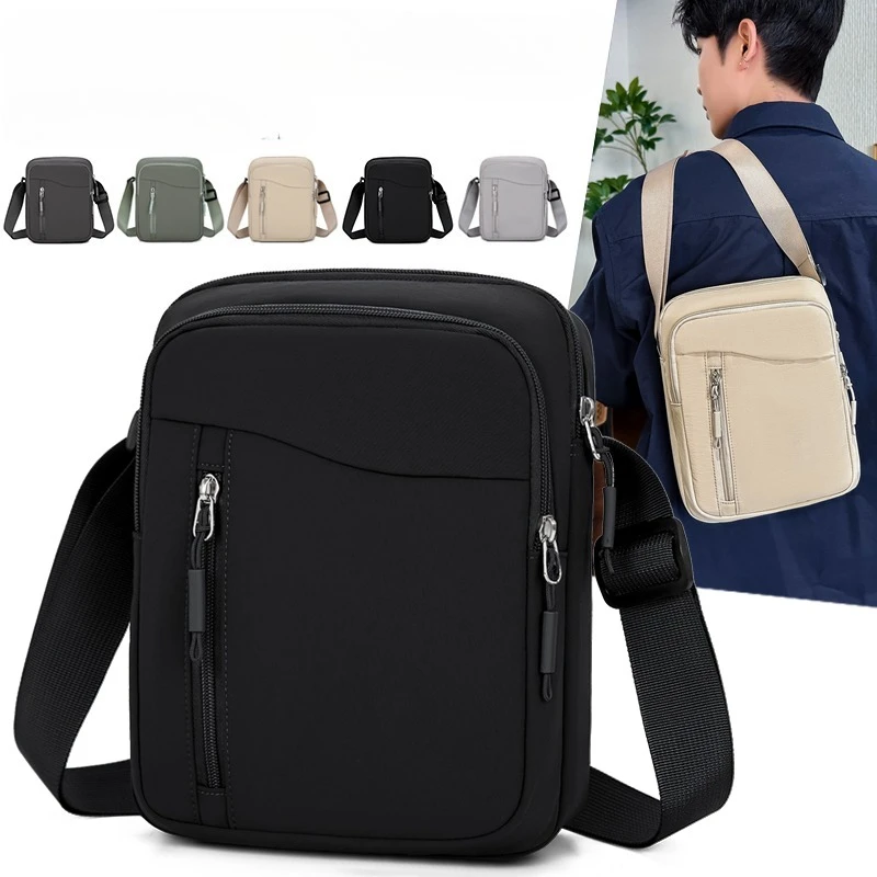 Men's Nylon Crossbody Bag Casual Commuter Outdoor Fashion Shoulder Bag Waterproof Street Style Pure Color Backpack