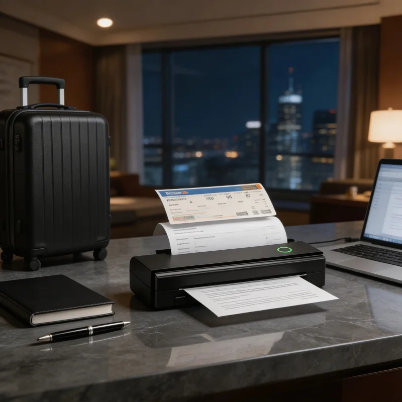 Portable A4 Thermal Printer, Wireless Travel Printer with 216mm Paper Roll, 203dpi, 1500mAh Battery & 1-Year Warranty