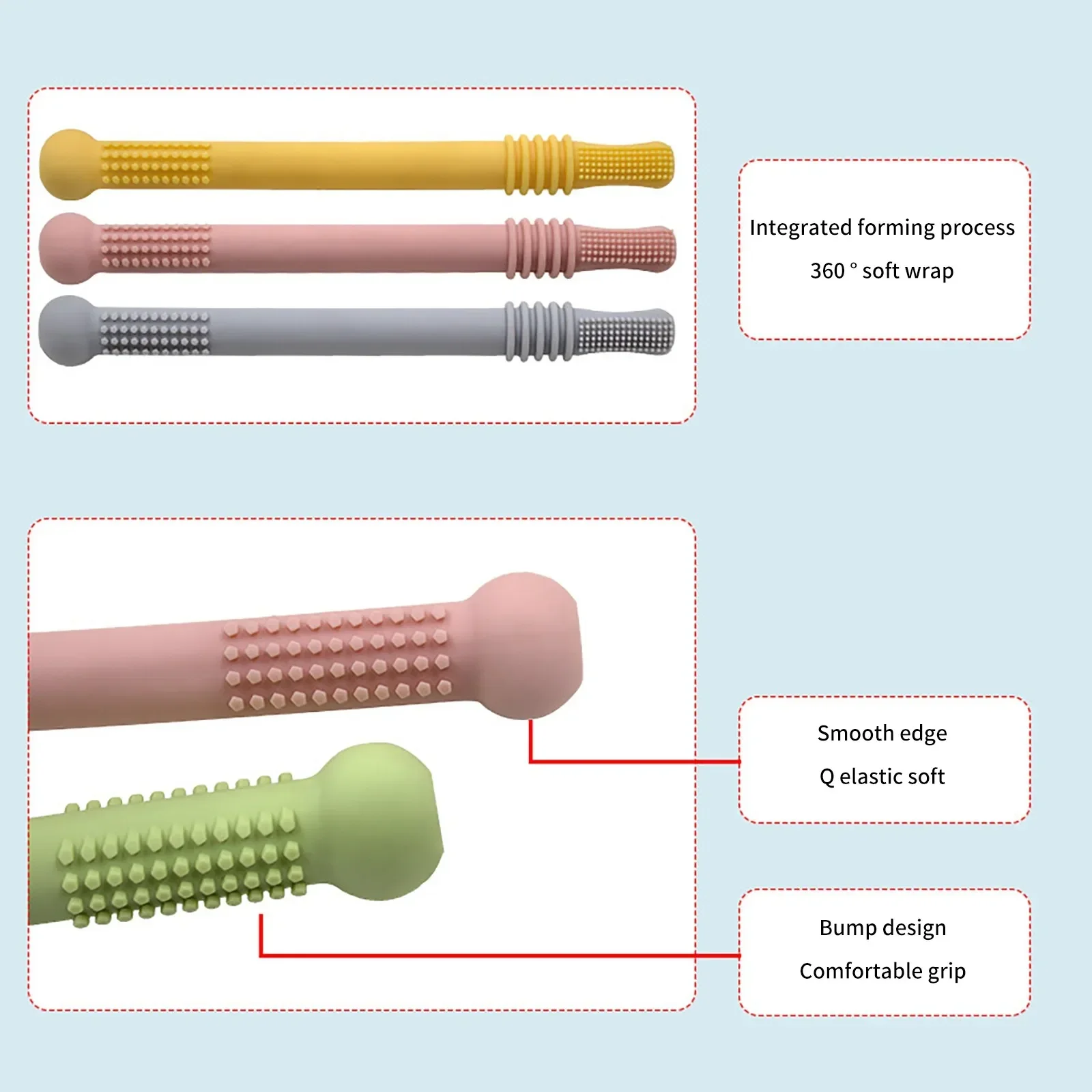 新生児用の穴のあるシリコン歯が生えるチューブ,噛む噛むおもちゃ,授乳用の歯が生えるリング,おもちゃ