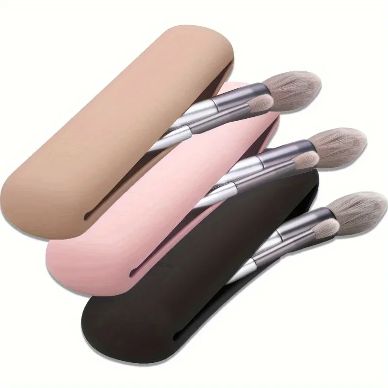 Soporte para brochas de maquillaje de viaje, soporte para brochas de cara cosmética portátil y moderno de silicona, organizador de herramientas de maquillaje suave y elegante