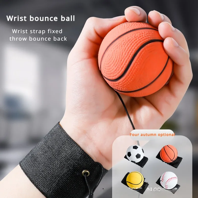 Wrist Elastic Ball Rubber Solid Rope Ball Children Exercise Hand Toss Ball