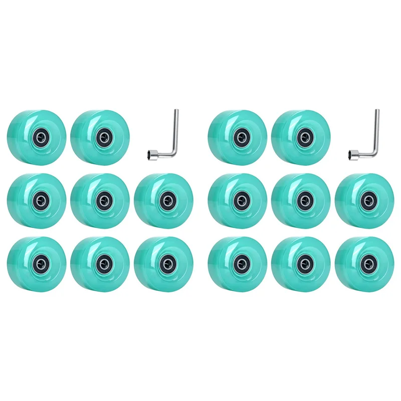 16 pezzi 58 mm x 32 mm, 82A ruote per pattini a rotelle quad per esterni/interni, ruote in PU sostituzioni accessori per pattinaggio a rotelle a doppia fila-B60B