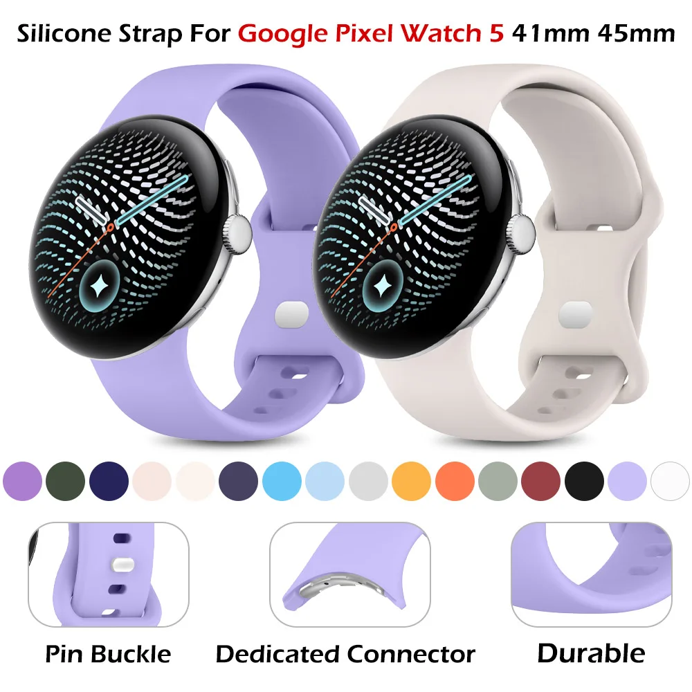 Silicone Replacement Band for Google Pixel Watch 5 4 3 41mm 45mm Waterproof Sport Strap Breathable Wristband for Pixel 2 1 41mm