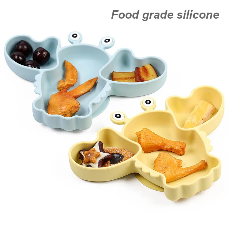 Platos de silicona de 8 piezas para niños, vajilla con nombre personalizado, tazón de succión, juegos de alimentación para bebés, platos con forma de langosta