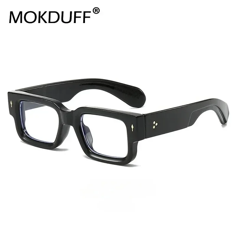 Vintege Computer Glasses Frame Women Men Rectangle Eyewear Blocking Glasses Rivets Eyeglass Thick Frame Anti Blue Light Glasses