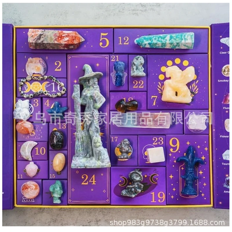 Reiki Crystal Halloween Countdown Gift Box For Home Table Decor Party Centerpiece For Women Teens Spooky Gothic Anniversary