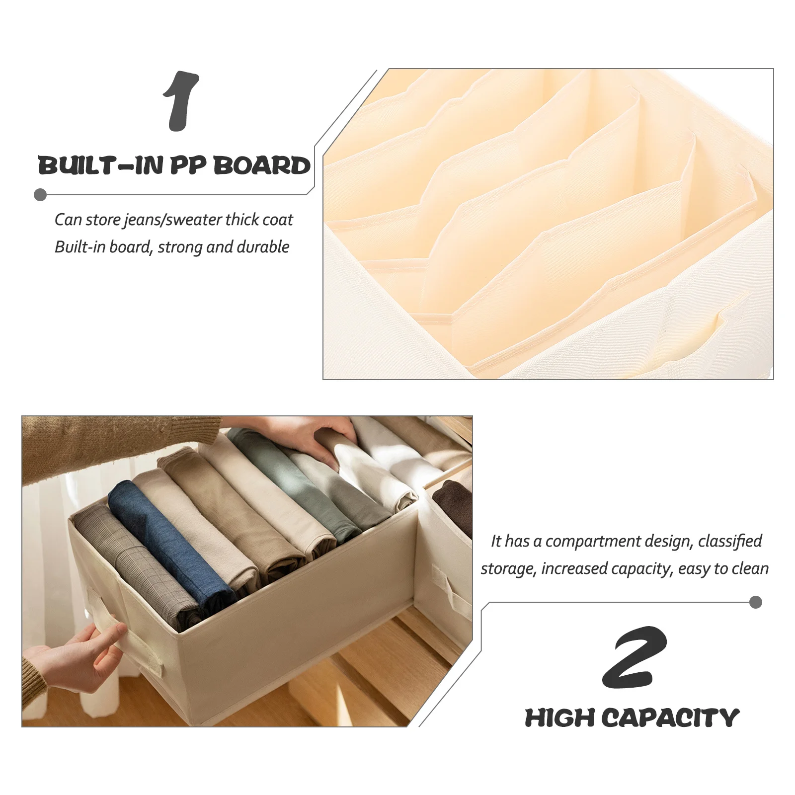 

Wardrobe Clothes Organizer Jeans T Shirts Drawer Storage Basket Material Home Hotel Bathroom Practical Design