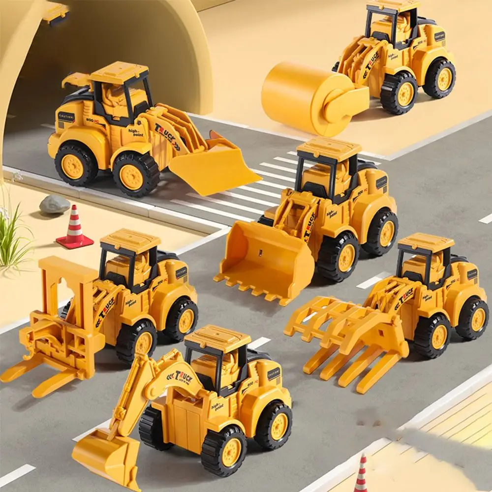 New Excavator Engineering Vehicle Model Bulldozer Road Roller Construction Vehicle Toy Portable Press Sliding Car Kids