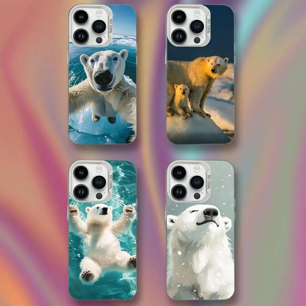 

Cute Animal Polar Bear Phone Case For iPhone 16,15,14,13,12,11,Mini,Pro,SE,MAX White Matte Shockproof Cover