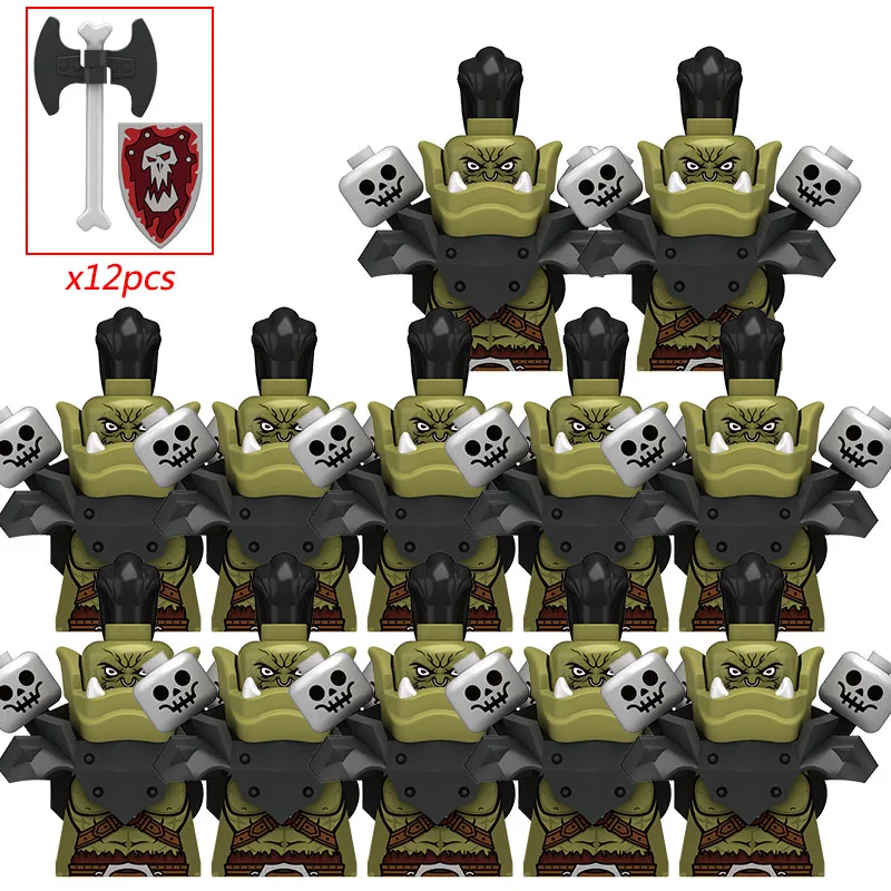 MOC Creative Medieval lotr Figures Orc Army Soldiers Raider Vargr Knights Building Blocks Bricks Toys for children gifts