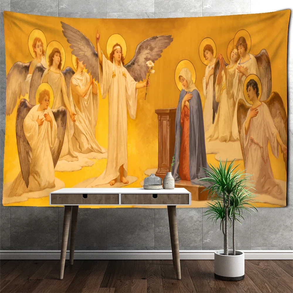 Christ Jesus Tapestry Wall Hanging Artistic Polyester Fabric Cottage Dorm  Art Home Room Decoration Brown