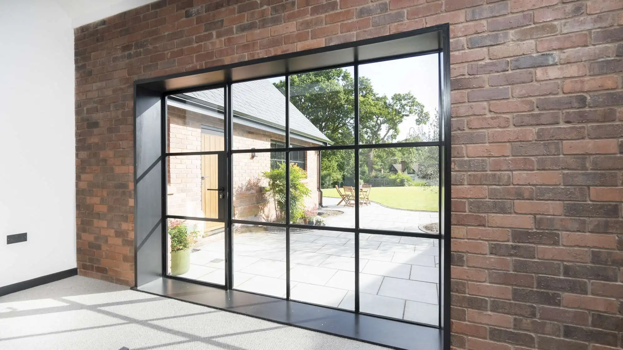 

DN Simple Black Aluminum Framed Internal French Doors Villa Glazed Double Door with Grill Design Extremely Narrow Swing Door