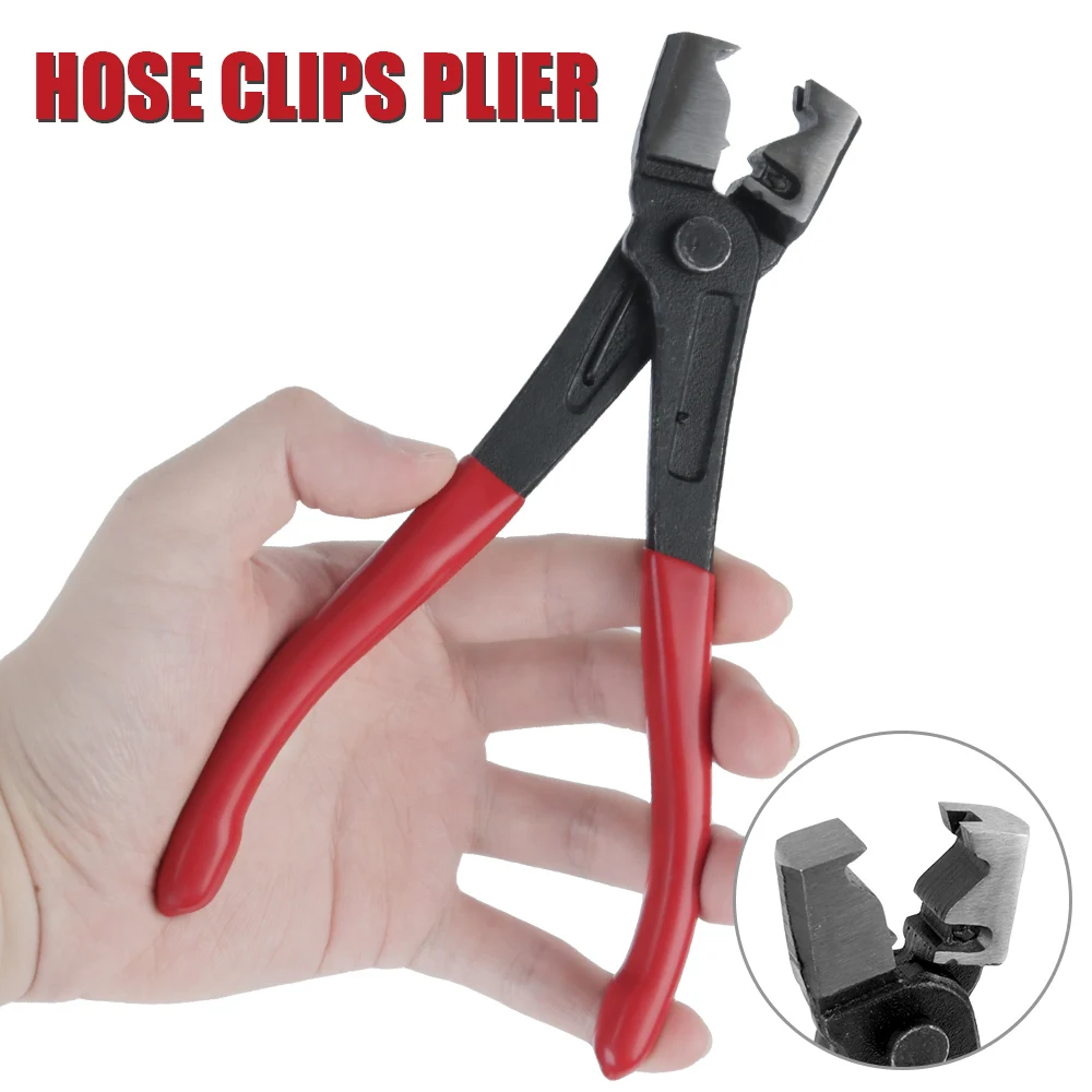 Alicates de abrazadera de Clip de manguera de cuello tipo R, alicates de prensado de manguera de aceite de manguera de coche, abrazadera de tubería de agua, herramienta de mano de reparación de coche