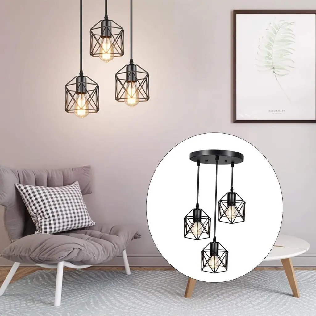 

Ceiling Hanging Pendant Lamp 220 Style Hanging Lamps Metal Cage Chandelier for chen Room