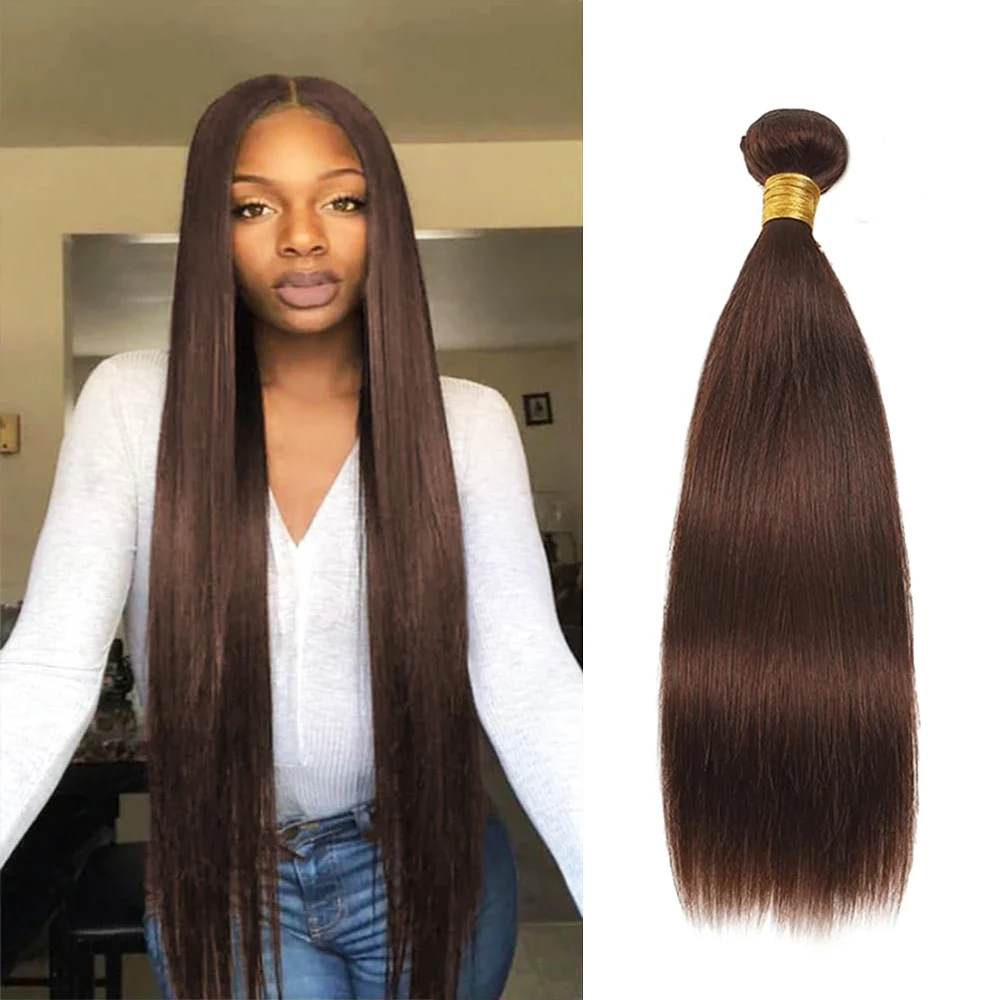 

Color 4# Bundles Chocolate Brown Straight Human Hair Bundles Human Hair 1 Bundle Brown Bundles Remy Hair Extensions