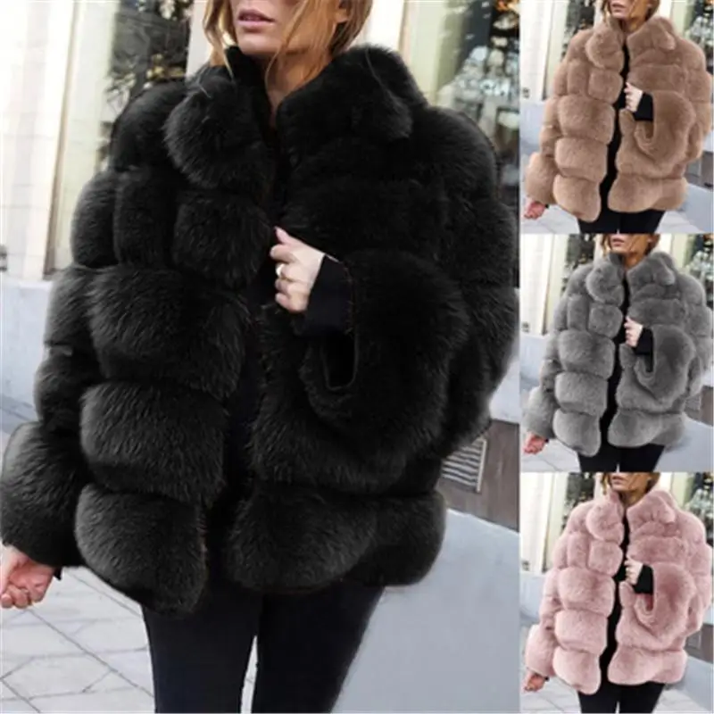 Womens Faux Fox Fur Coats Trend Long Sleeve Cardigan Splicing Furs Jackets Designer Female Winter Casual Slim Velvet Outerwears