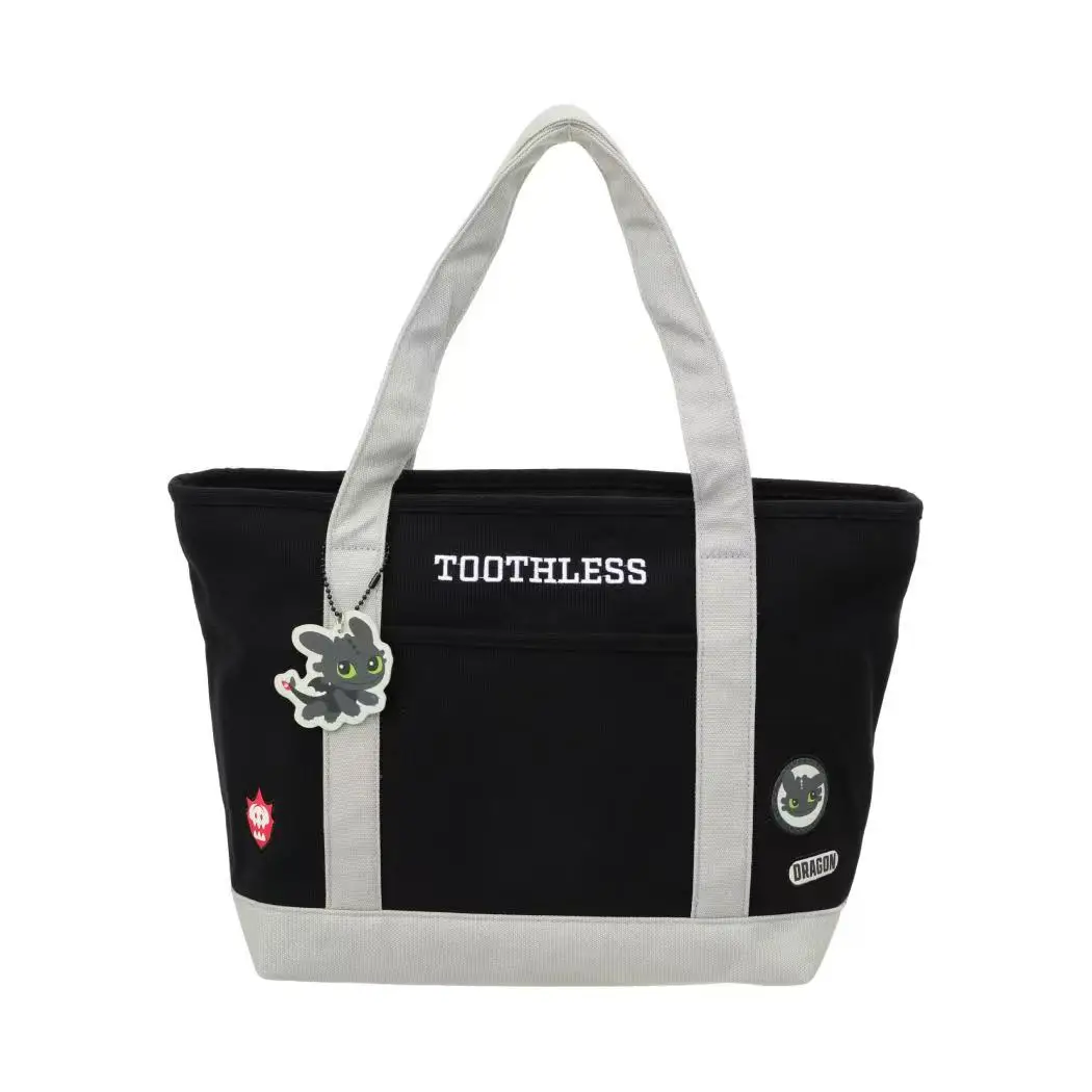 How to Train Your Dragon Classic Replica Canvas Tote Bag Night Fury Casual Shopping Shoulder Purse Lightweight Everyday Gift view 3