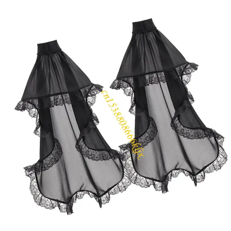 Mangas góticas desmontables guantes victorianos largos tul cubres brazo malla transparente 066c