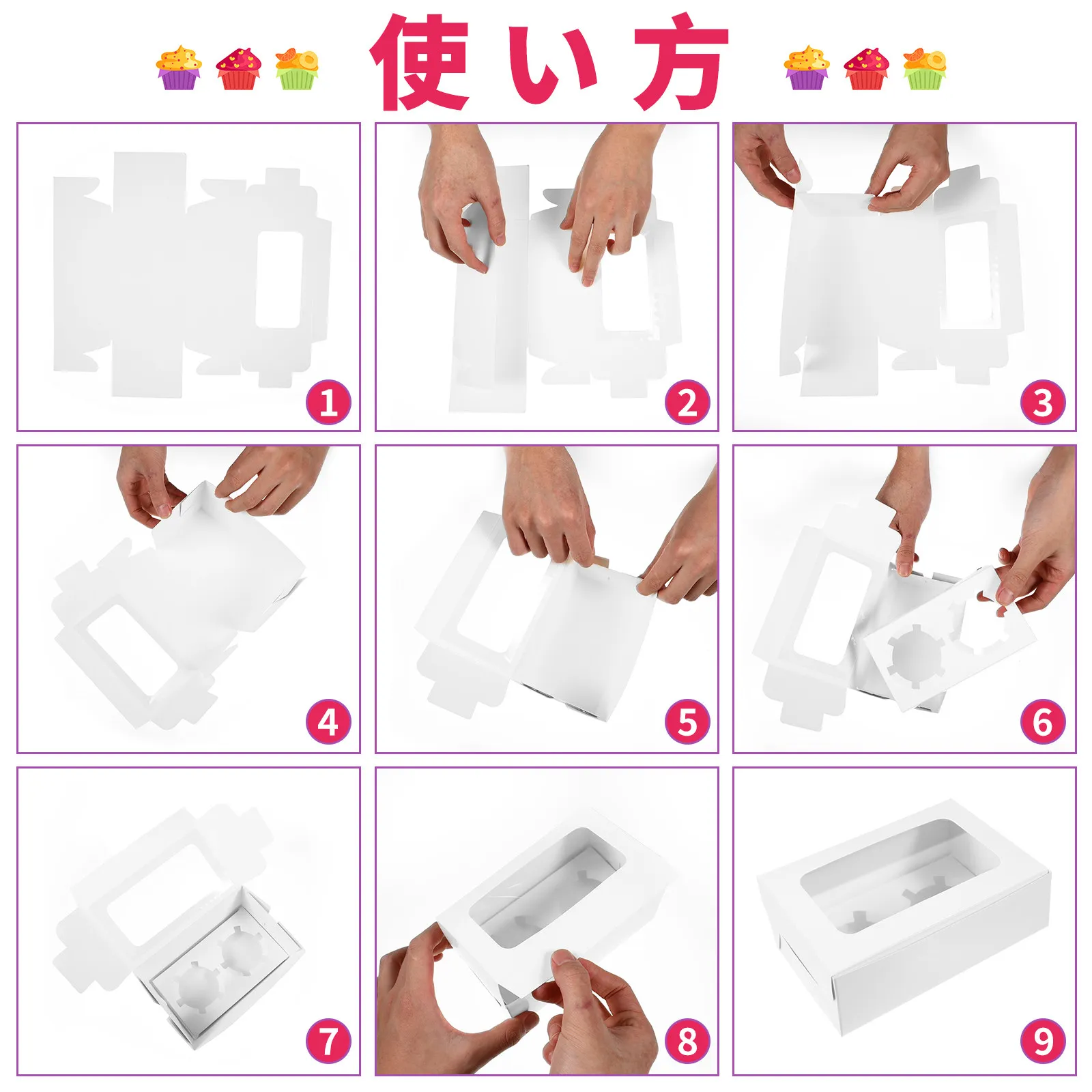 10Pcs Cake Packaging Boxes Transparent Window Easy Assemble Bakery Box Cupcake Container Muffins Pastries Display Box