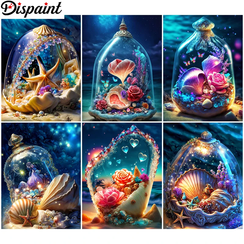 Dispaint-Farbe mit Diamant-Stickerei „Strandmuschel-Seestern“ Diamant-Gemälde voller quadratischer runder Bild von Strass-Dekor