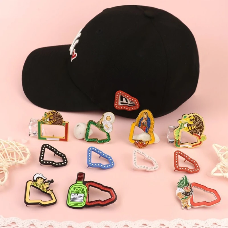 2PCS NewEra Cartoon Hat Pins Berretto da baseball in metallo Spille Accessori abbigliamento Cappellino antiscivolo