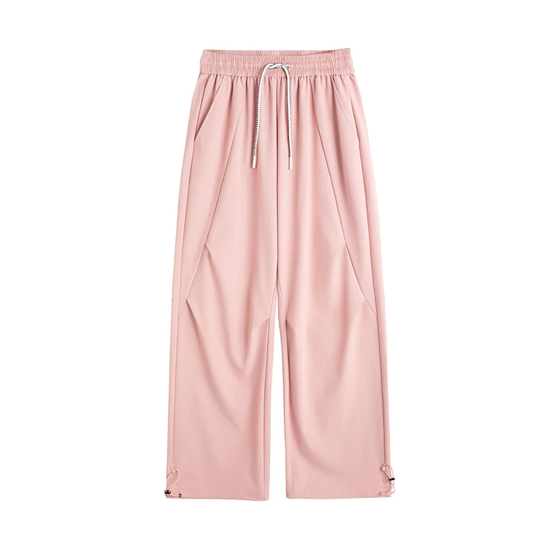 

American-style Pleated Draped Casual Pants for Men Thin Loose-fitting Summer Long Pants Quick-dry and Breathable Curved-cut Pant