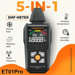 POROMETISTO ET01Pro EMF Meter 5 in 1 Electromagnetic Radiation Tester Three-axis High Frequency 30MHz~8GHz Radiometer with LCD