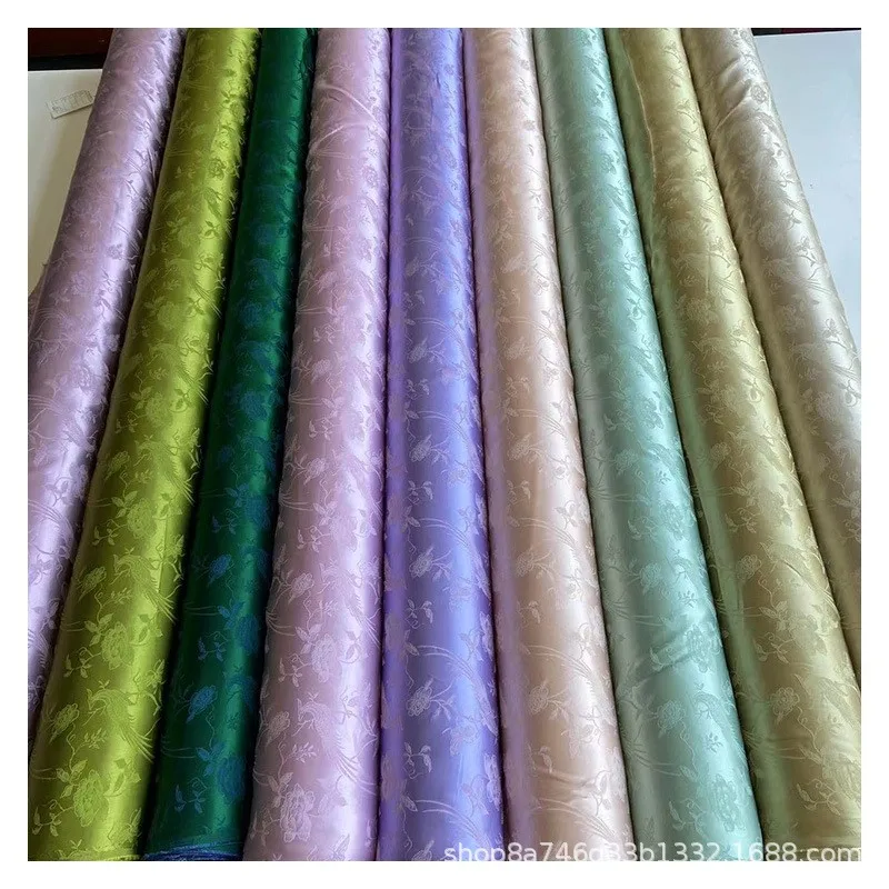 Summer 22 momme jacquard Sambo satin silk fabric new Chinese-style Hanfu cheongsam dress