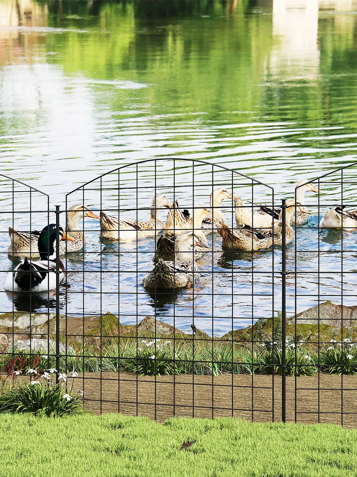 WOLTU Dekorativer Gartenzaun, schwarzer Tierbarrierezaun, Teichzaun, Bogenzaun, Blumenbarriere für Hunde, Hof, Bauernhof, Outdoor