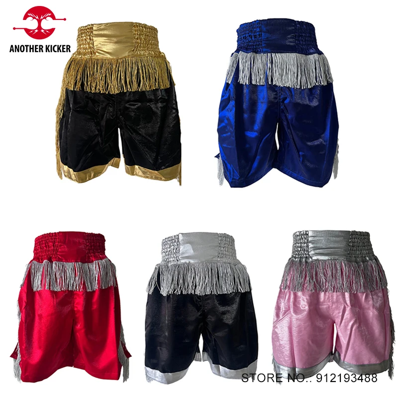 

Boxing Shorts Tassels Muay Thai Pants Men Women Kids Gym Martial Arts MMA Fighting Clothes Premium Cage Fight Kickboxing Trunks