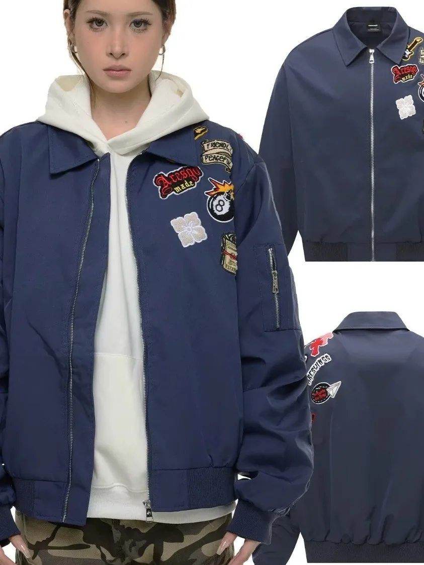 

Мужская повседневная свободная верхняя одежда в стиле ретро с американской вышивкой Flight Jaet, молодежная верхняя одежда (2020 ex Coat