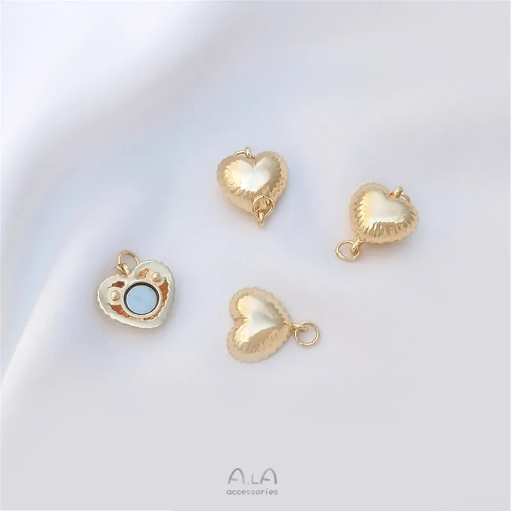 14K gold double-sided magnetic buckle peach heart lantern shape cat paw lips love magnet buckle diy accessories