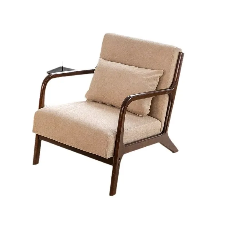 

Small Apartment Home Leisure Living Room Solid Wood Sofa Chair Modern Scandinavian Design Balcony Table Chair Combination