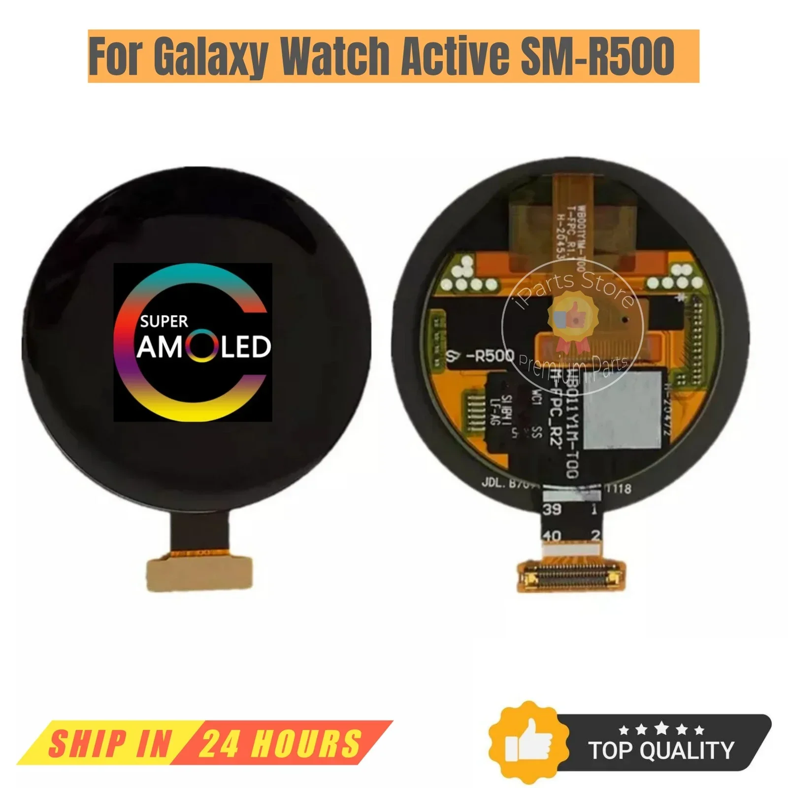 iParts Replacement AMOLED LCD Display Touch Screen Assembly for Samsung Galaxy Watch Active SM-R500 Repair Parts