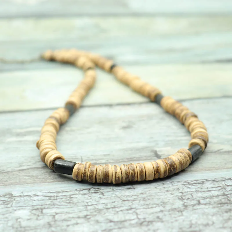 New Unique Natural Coconut Husk Necklace For Men Handmade Short Choker Collar Homme 18 Inches Gift For Him Accesorios Hombre