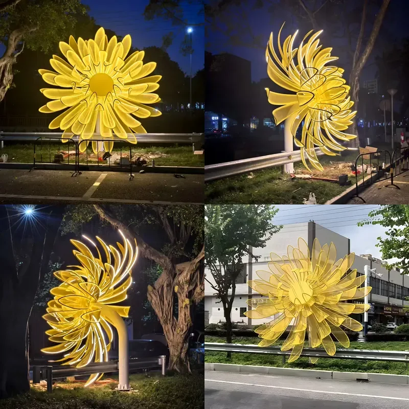 Outdoor LED Flower Sculpture Light Large Art Decoration Landscape Lighting for Commercial Park Street Garden Decoration