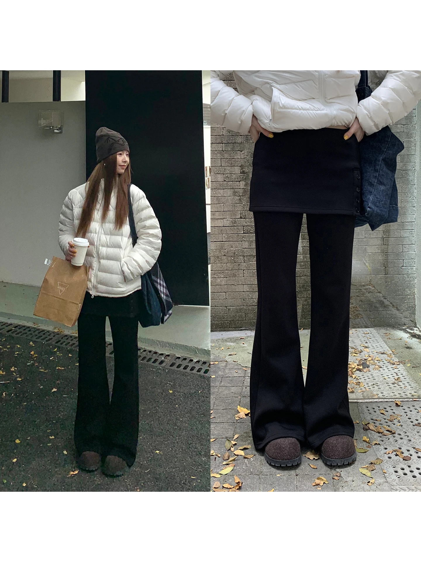 

Женские утепленные повседневные брюки Bla Fce с широкими штанинами, модные зимние брюки с низкой посадкой и эластичным поясом