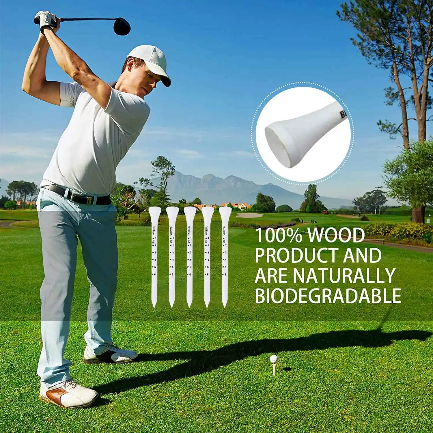 

-[Cilae-17R] 100Pcs Golf Tees Wood Long Tall Golf Tees 83Mm For Men Christmas Father's Day Grandpa Grandfather Birthday Presents