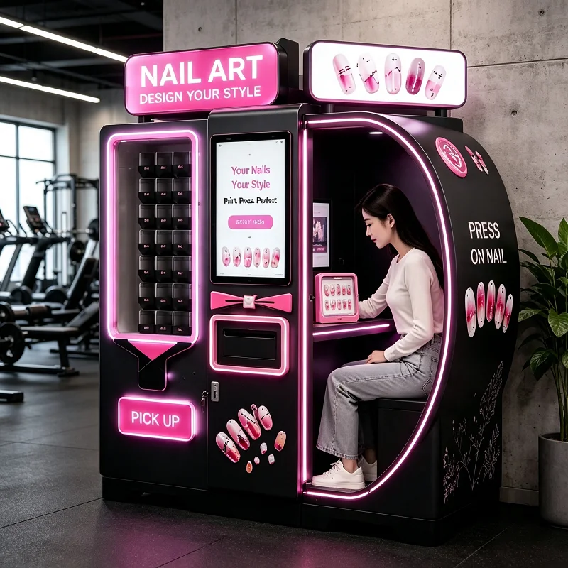 3D Nail Art Machine, Self-Service Vending Booth with Somatosensory Camera, for Shopping Center DIY Station