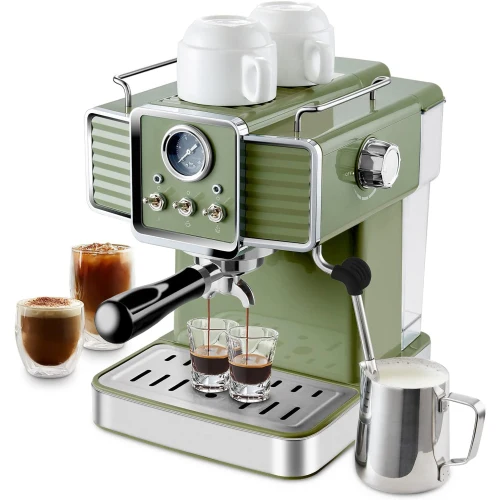 

15 Bar 1350W Espresso Cappuccino Latte Machiato Compatible with Milk Frother Steam Wand Coffee Machine