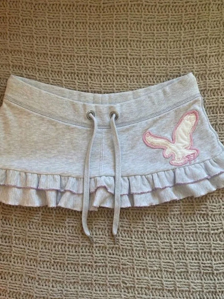 Sexy Ruffles Mini Skirt Women Low Waist Retro Y2K Streetwear Skirts Summer Casual Female Harajuku Vintage American Hip Hop Skirt