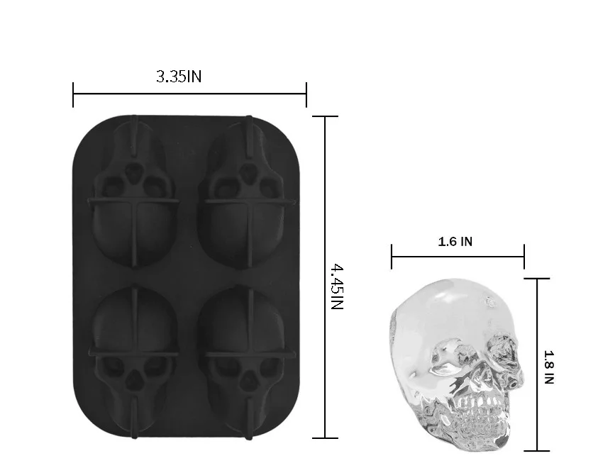 3D Skull Silicone Mold Ice Cube Tray Mould Ice Cube Maker Ice Ball Mold Whiskey Wine Cocktail Ice Cube Mold Ice Ball Mold