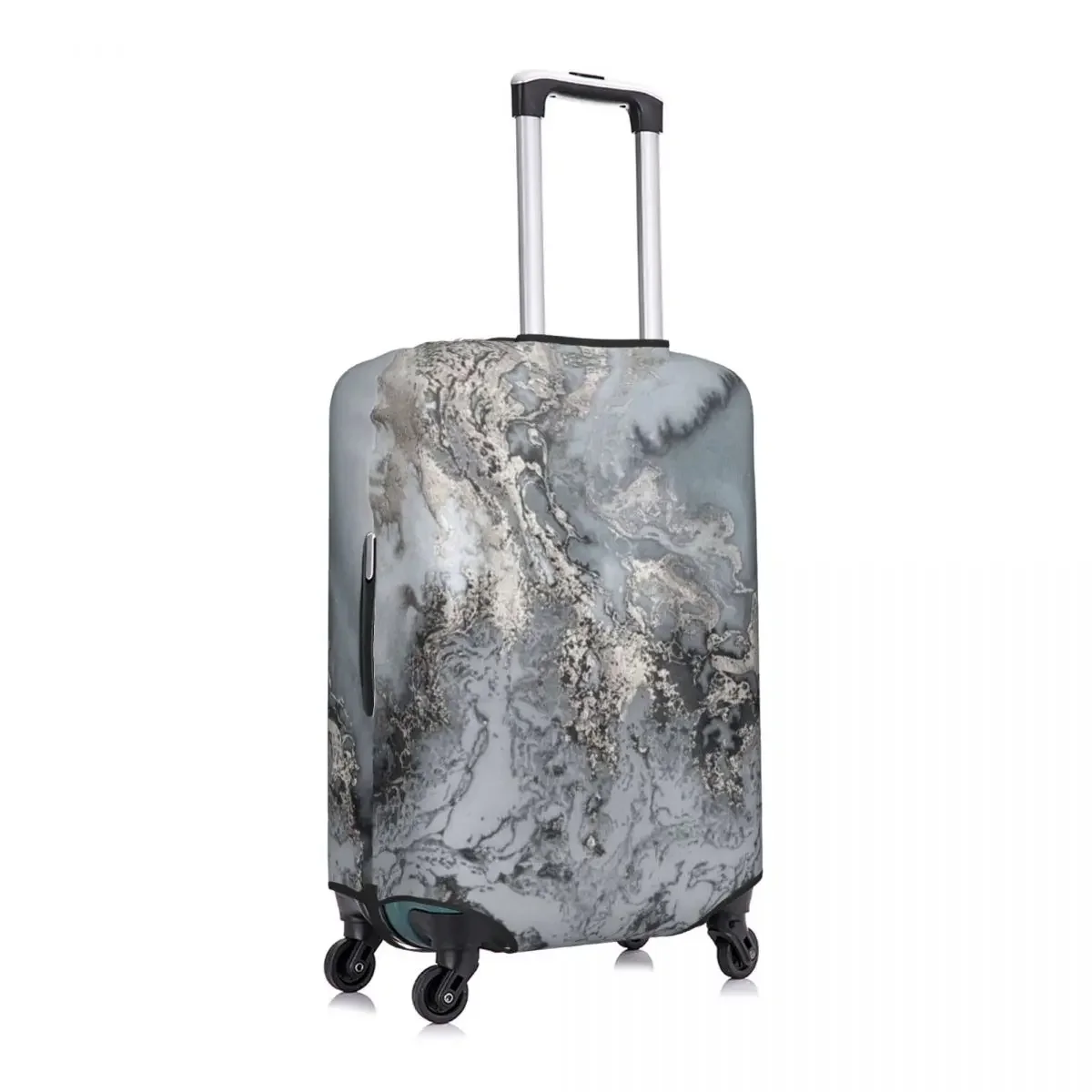 Custom Gray Marble Texture Abstract Pattern Luggage Cover Geometric Graphic Travel Suitcase Protective Covers Fits 18-32 Inch