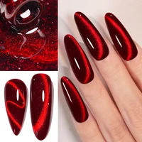 AWStorG 7,5 ml de esmalte de uñas de Gel magnético de ojo de gato de terciopelo carmesí, Gel de ojo de gato rojo rubí brillante, arte de uñas semipermanente UV