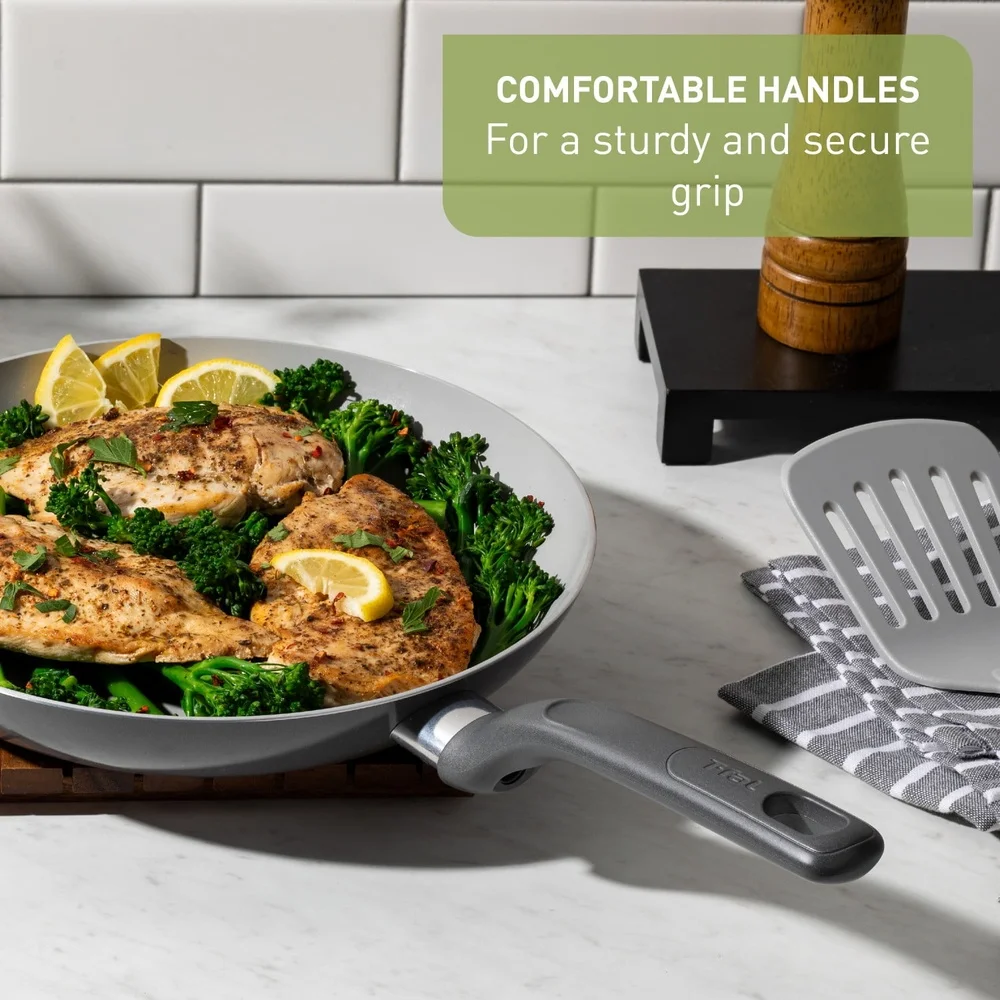 20 Piece Easy Care Ceramic Cookware Set Nonstick Pots Pans Thermo-Spot Technology Oven Safe Kitchen Essentials Cooking Tools