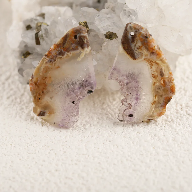 Natural Stone Amethyst Nugget Pendant Bead,Fashion Jewelry Necklace Accessories 29x16x2mm 5.7g