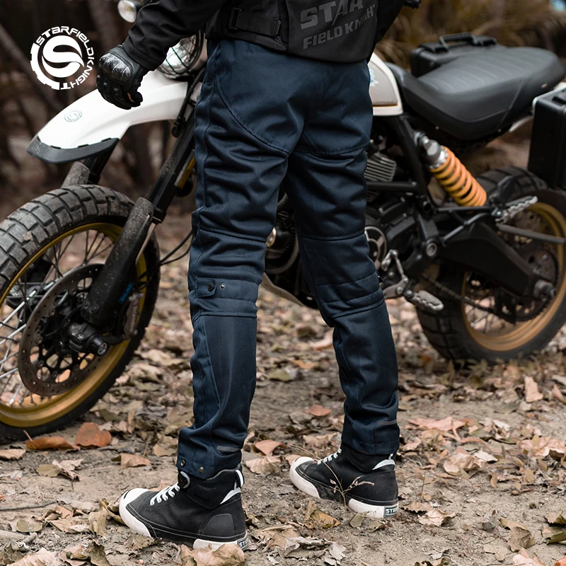 SFK New Black Motorcycle Riding Pants Summer Mesh Breathable Men's Trousers With Removable CE Protective Armor Gears Accessories